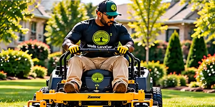 Wells Landcare professional on zero-turn mower